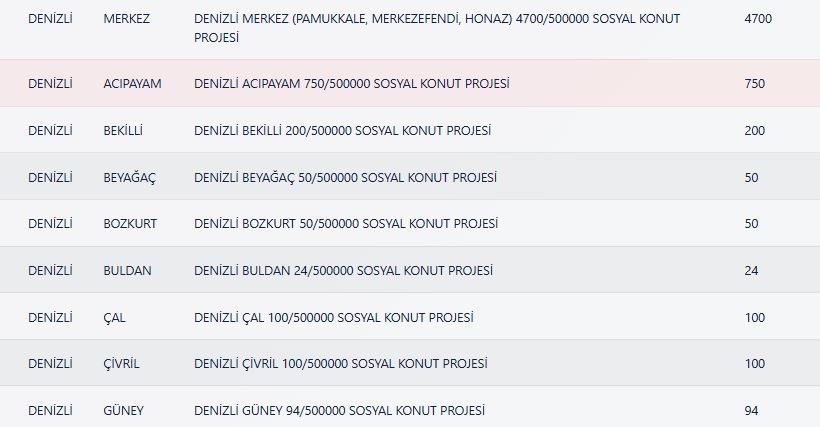 Denizli TOKİ Kura Sonuçları